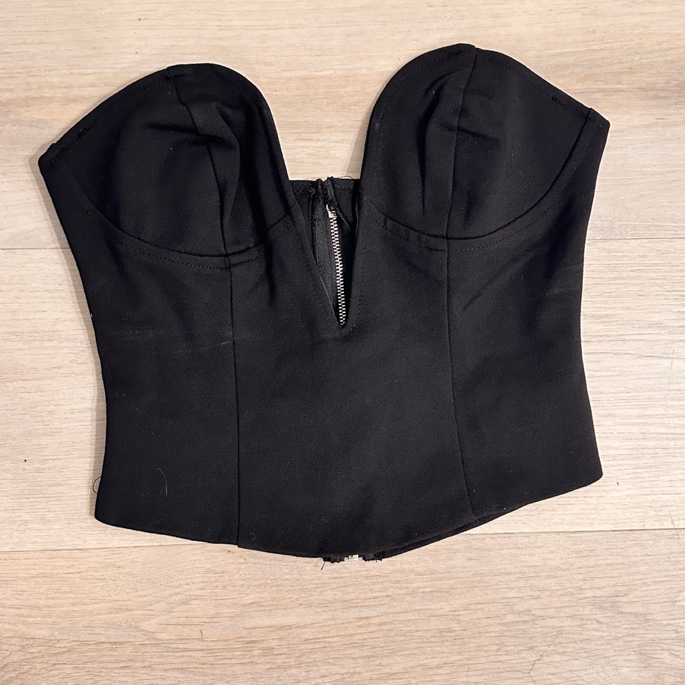 Black Strapless Bustier Top